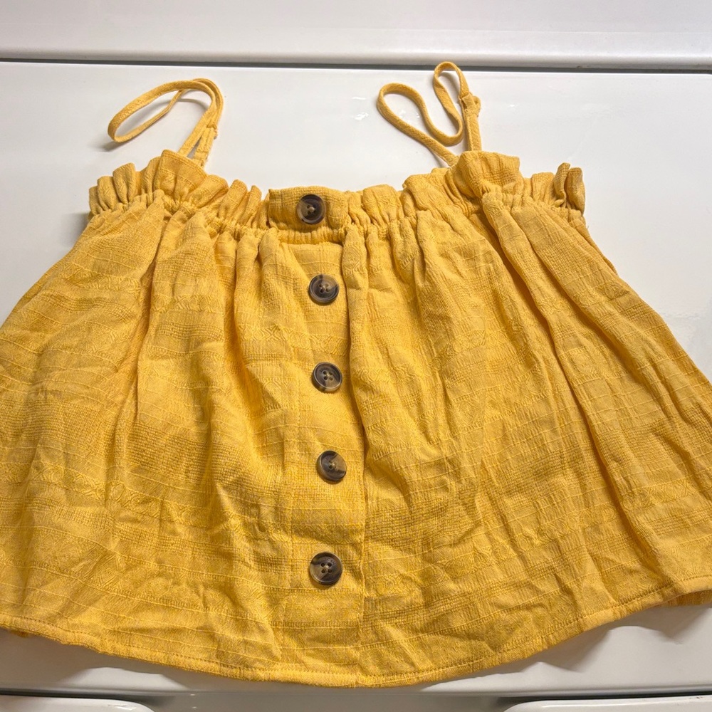 American Eagle Outfitters Women’s Yellow Textured Crop Top Large